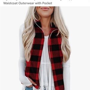 Red and Black Plaid Vest